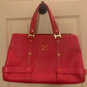 MCM Pink Leather Tote Bag